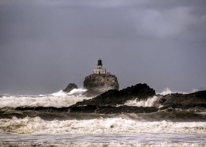 Hdr Greeting Card featuring the photograph Tillamook Lighthouse by Brad Granger