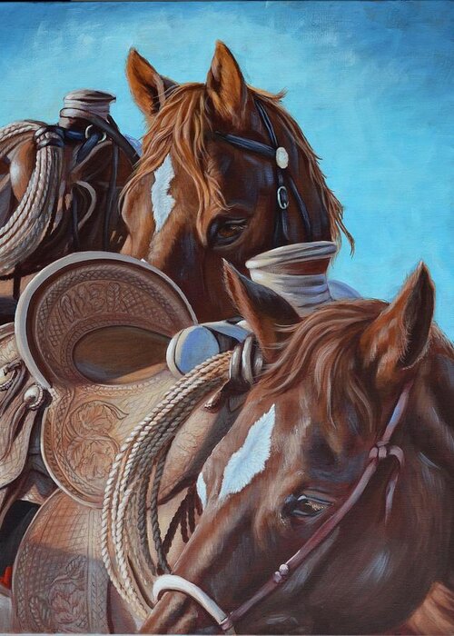 Horses Greeting Card featuring the painting Time Out by Cindy Welsh