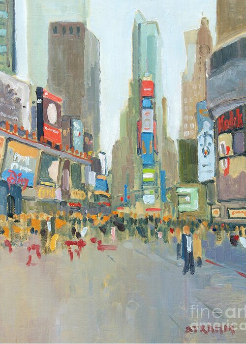 Times Square Greeting Card featuring the painting Times Square New York City by Paul Strahm