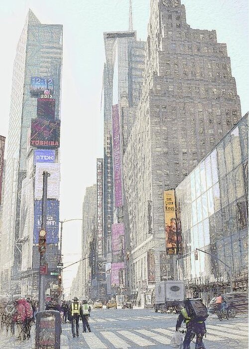 Times Square Greeting Card featuring the photograph Times Square Street Scene by Dyle Warren