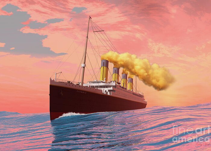 Titanic Greeting Card featuring the painting Titanic Passenger Liner by Corey Ford