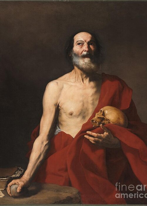 Jusepe De Ribera Greeting Card featuring the painting Title Saint Jerome by MotionAge Designs