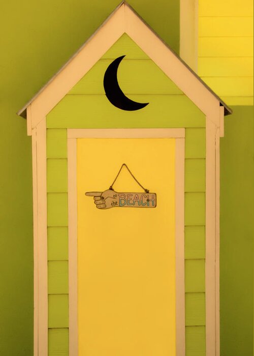 Outhouse Greeting Card featuring the photograph To the Beach - Decorative Outhouse and Sign by Mitch Spence