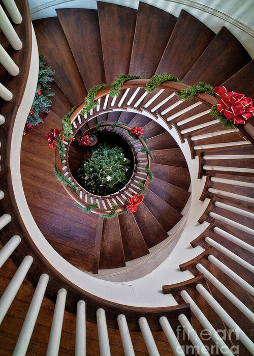 Christmas Greeting Card featuring the photograph To the Bottom of the Staircase by Nicki McManus