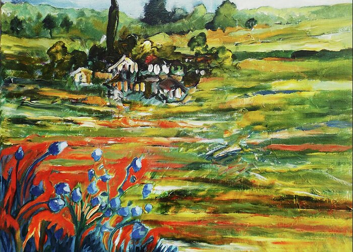 Landscape Greeting Card featuring the painting To the Country Born by Gloria Dietz-Kiebron