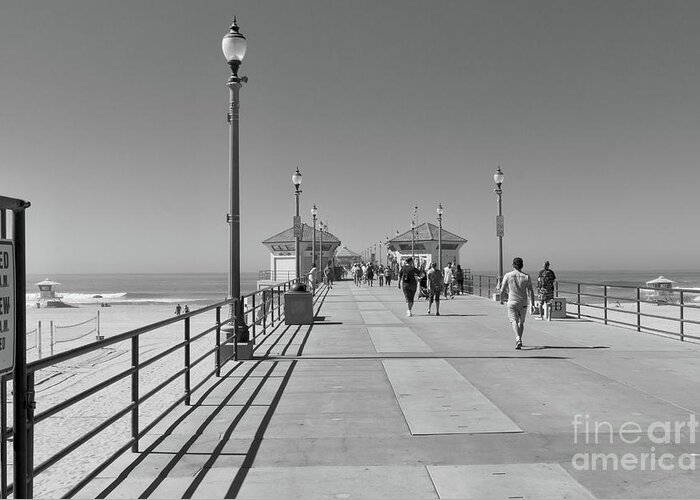 Huntington Beach Greeting Card featuring the photograph To The Sea on Huntington Beach Pier by Ana V Ramirez