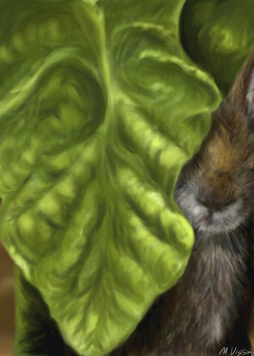 Hare Greeting Card featuring the digital art Tobacco hare by Meagan Visser