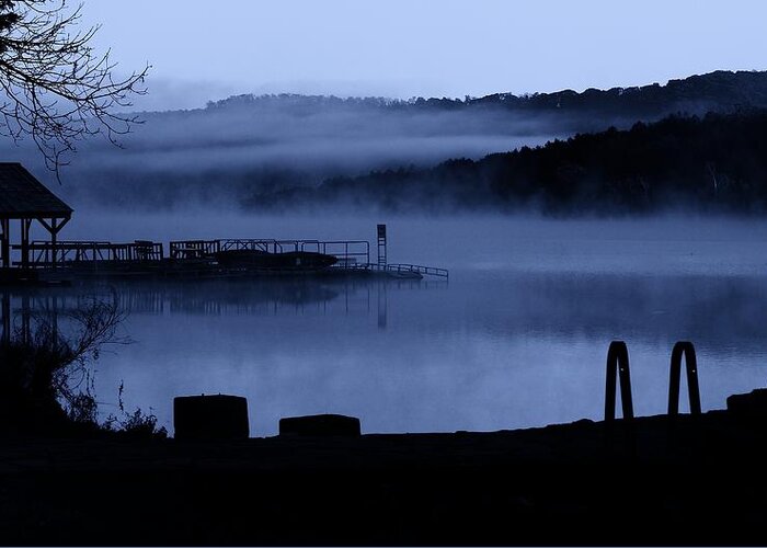 Fog Greeting Card featuring the photograph Tog On Leatherwood Lake 2 by Tim Hayes