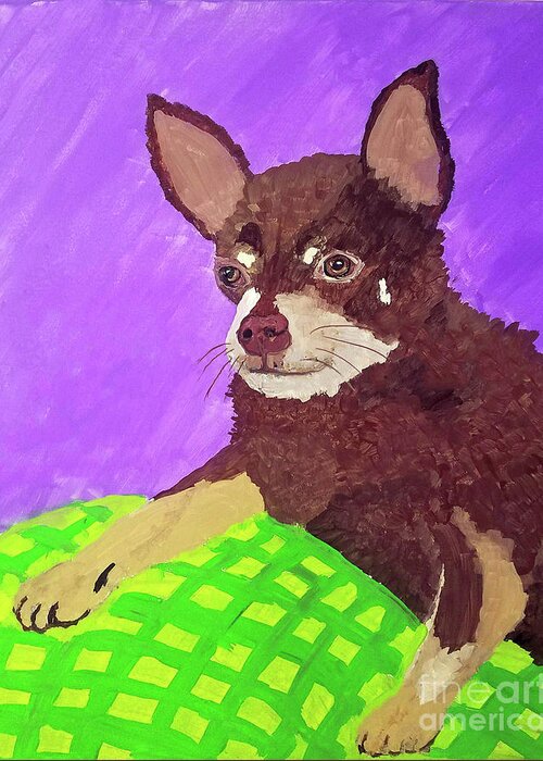 Pet Greeting Card featuring the painting Token Date With Paint Mar 19 by Ania M Milo