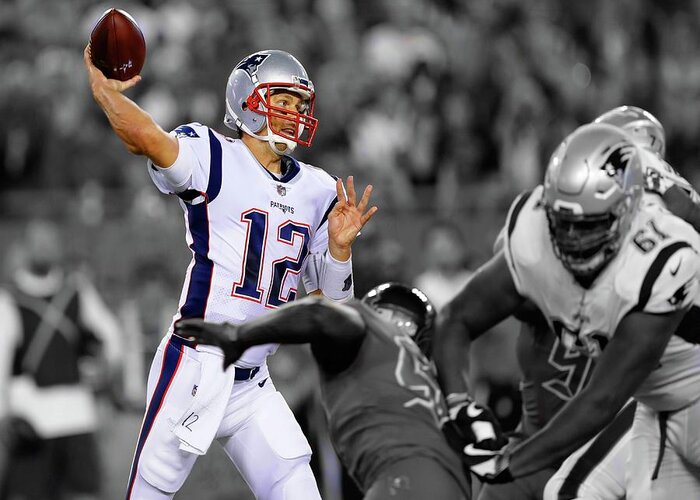 Tom Brady Greeting Card featuring the pyrography Tom Brady Patriots Super Bowl by Movie Poster Prints