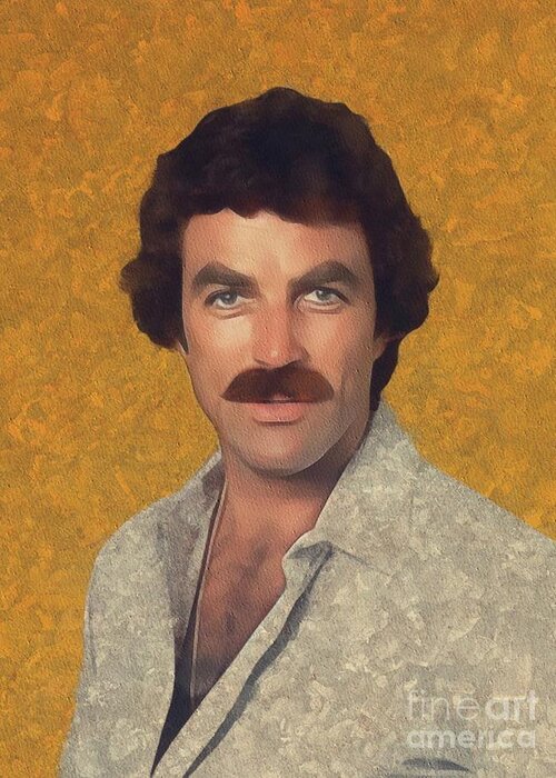 Tom Greeting Card featuring the painting Tom Selleck, Hollywood Legend by Esoterica Art Agency