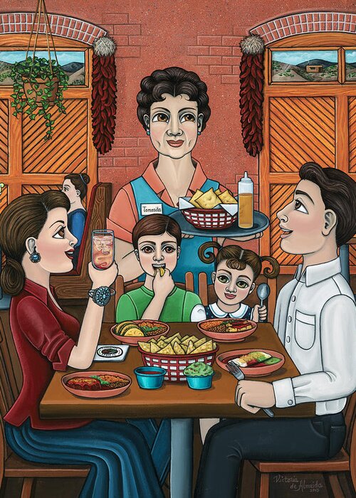 Tomasitas Greeting Card featuring the painting Tomasitas Restaurant by Victoria De Almeida