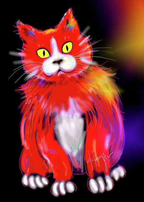 Dizzycats Greeting Card featuring the painting Tomato DizzyCat by DC Langer