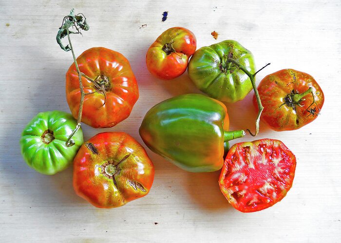 Tomatoes Greeting Card featuring the photograph Tomatoes from the Top by Joe Roache