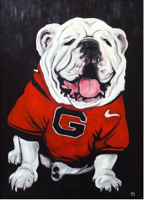 Bulldog Greeting Card featuring the painting Top Dawg by Pete Maier