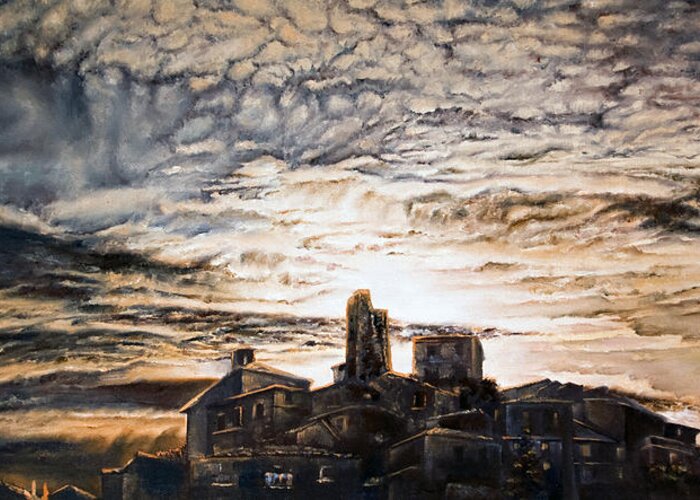 Landscapes Greeting Card featuring the painting Top of the Village by Michelangelo Rossi