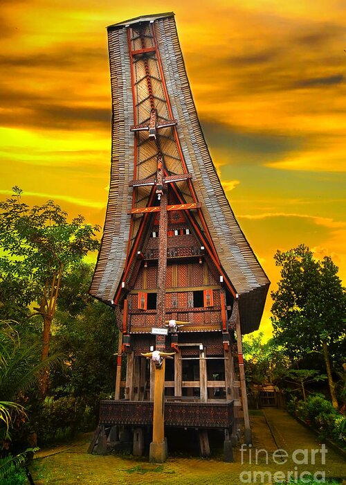 Toraja Greeting Card featuring the photograph Toraja Architecture by Charuhas Images
