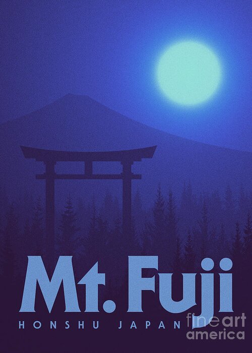 Torii Greeting Card featuring the digital art Torii Gate Japan - Blue by Organic Synthesis