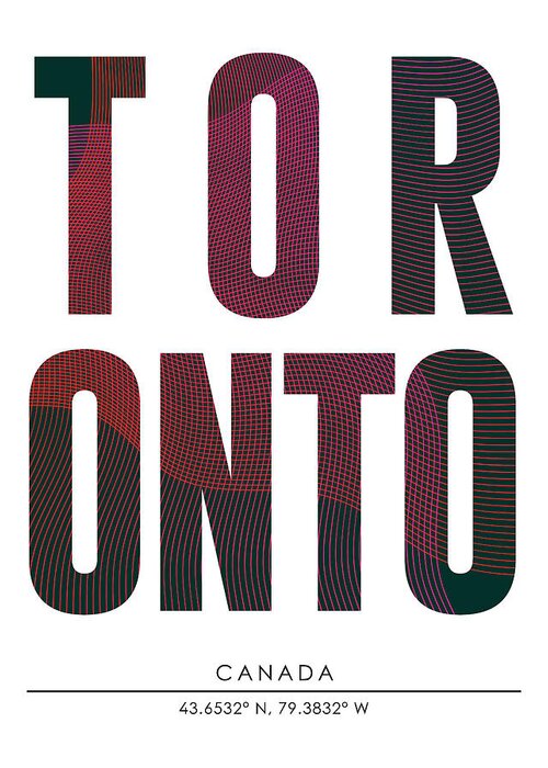 Toronto Greeting Card featuring the mixed media Toronto, Canada - City Name Typography - Minimalist City Posters by Studio Grafiikka