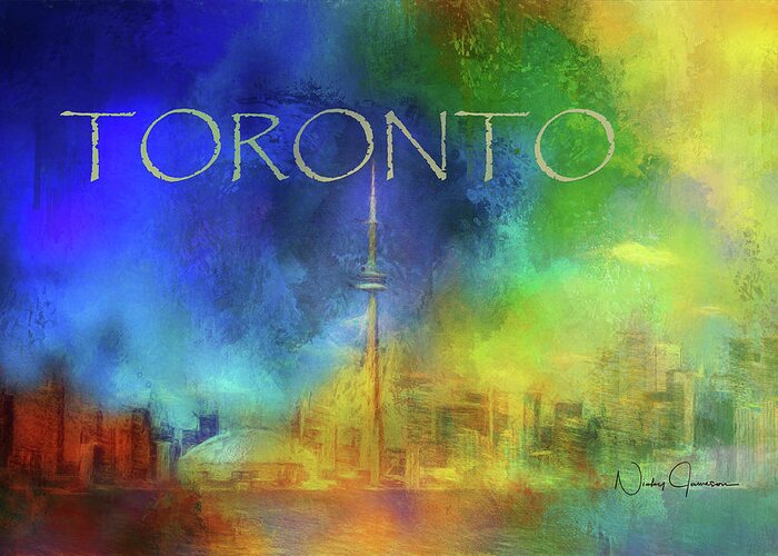 Toronto Greeting Card featuring the digital art Toronto - Cityscape by Nicky Jameson