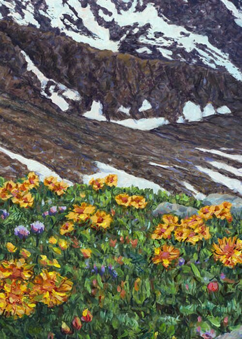 Colorado Greeting Card featuring the painting Torrey's Peak in Spring by James W Johnson
