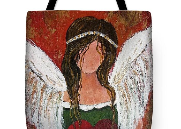 Tote Bag Greeting Card featuring the painting Tote bag , summer angel by Vesna Martinjak