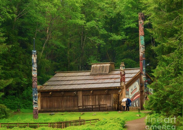 Alaska Greeting Card featuring the photograph Totem house by Izet Kapetanovic