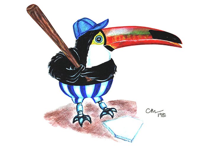 Birds Greeting Card featuring the painting Toucan Play 1982 by Christine McCole