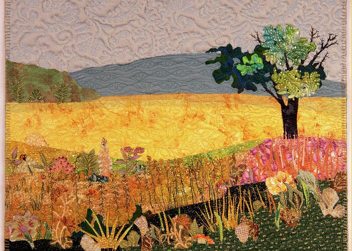 Landscape Greeting Card featuring the tapestry - textile Touch of Goldenrod by Martha Ressler