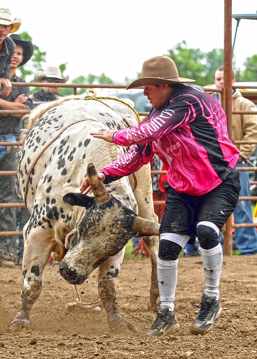 Rodeo Greeting Card featuring the photograph Tough Enough to Wear Pink by Ron McGinnis