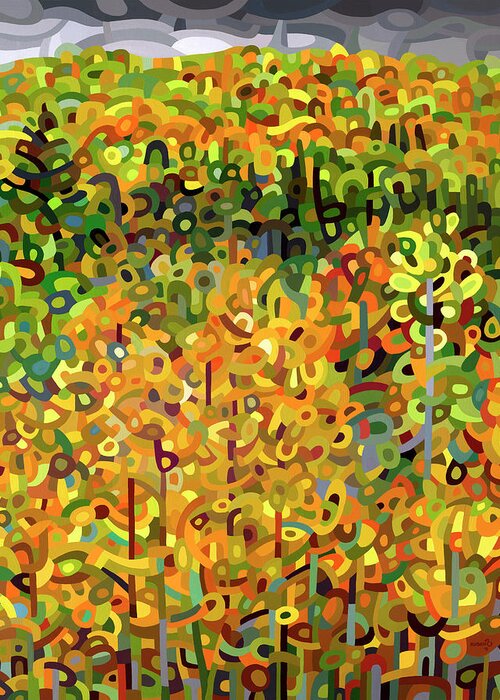 Fine Art Greeting Card featuring the painting Towards Autumn by Mandy Budan