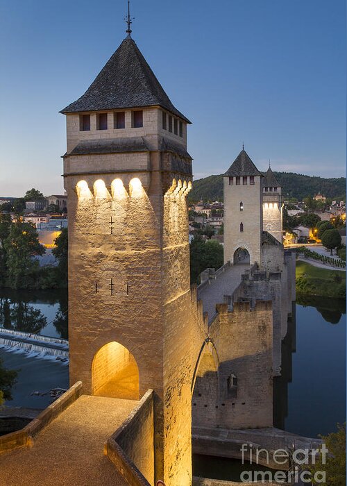 Bridge Greeting Card featuring the photograph Tower Bridge - Pont Valentre - Cahors France by Brian Jannsen