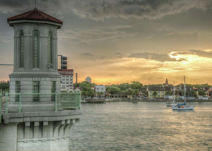St. Augustine Greeting Card featuring the photograph Tower Sunset by Joseph Desiderio