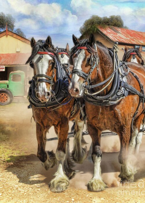 Clydesdale Greeting Card featuring the digital art Town Day by Trudi Simmonds