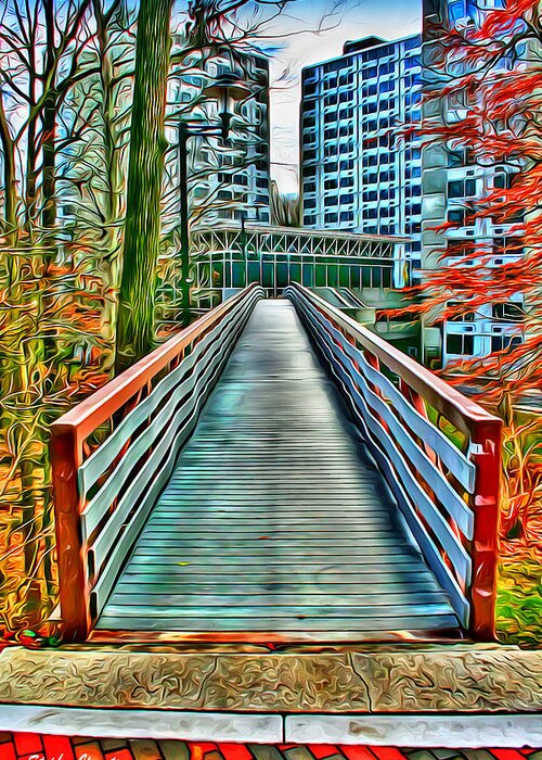 Towson University Greeting Card featuring the digital art Towson University Walkway by Stephen Younts