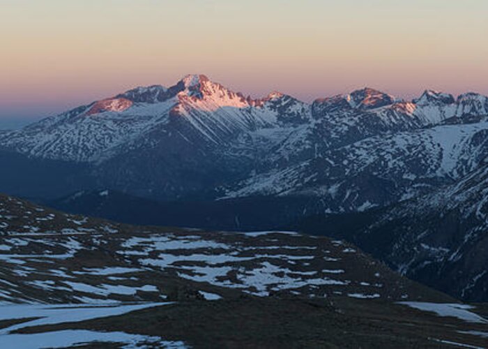 Trail Greeting Card featuring the photograph Trail Ridge Road Sunset Panorama by Aaron Spong
