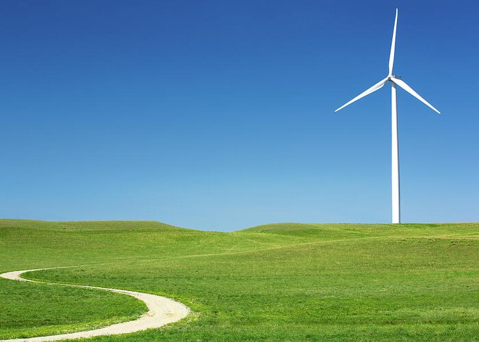 Wind Turbine Greeting Card featuring the photograph Trail Turbine by Todd Klassy