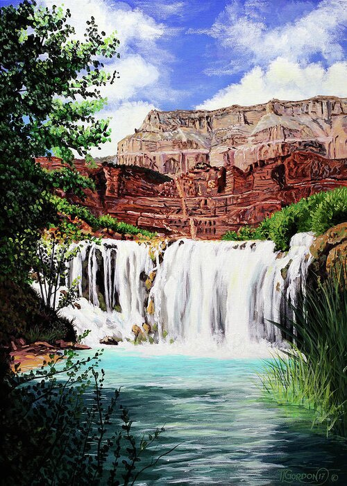 T L Greeting Card featuring the painting Tranquility in the Canyon by Timithy L Gordon