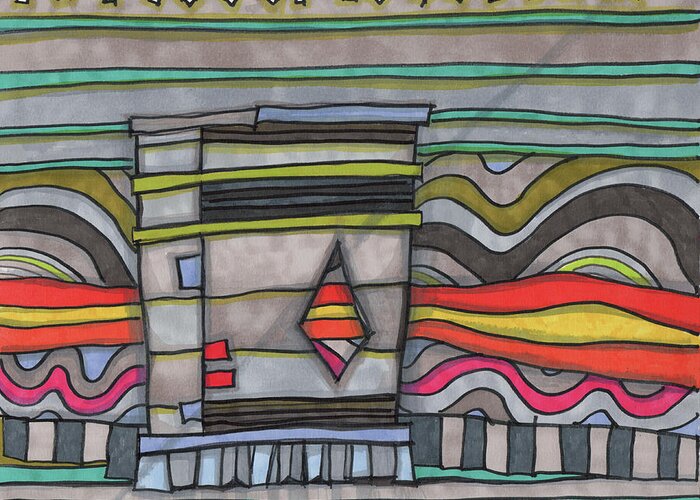 Abstract Greeting Card featuring the drawing Enchanted Trash Can by Sandra Church