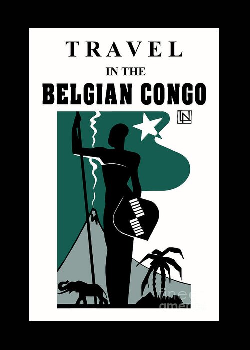  Belgian Greeting Card featuring the digital art Travel in the Belgian Congo art deco by Heidi De Leeuw