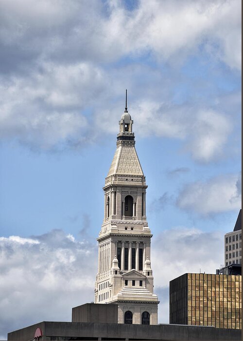 travelers Tower Greeting Card featuring the photograph Travelers Tower in Hartford Connecticut by Brendan Reals