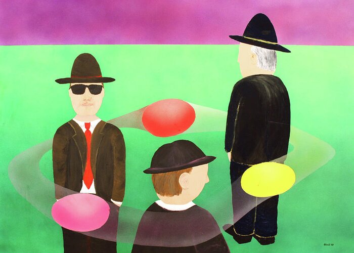 Modern Art Greeting Card featuring the painting Traveling in the Right Business Circles by Thomas Blood