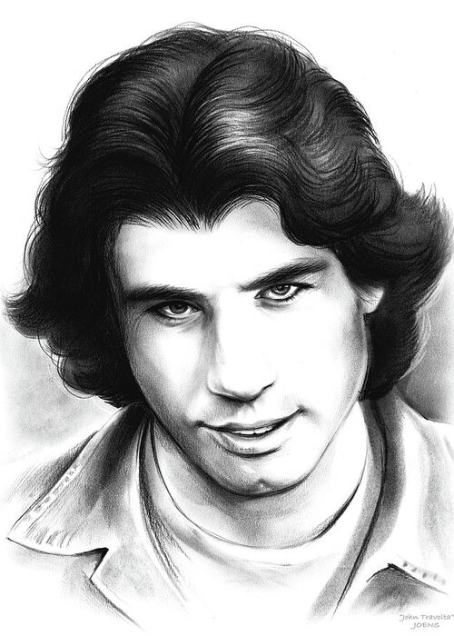 John Travolta Greeting Card featuring the drawing Travolta by Greg Joens