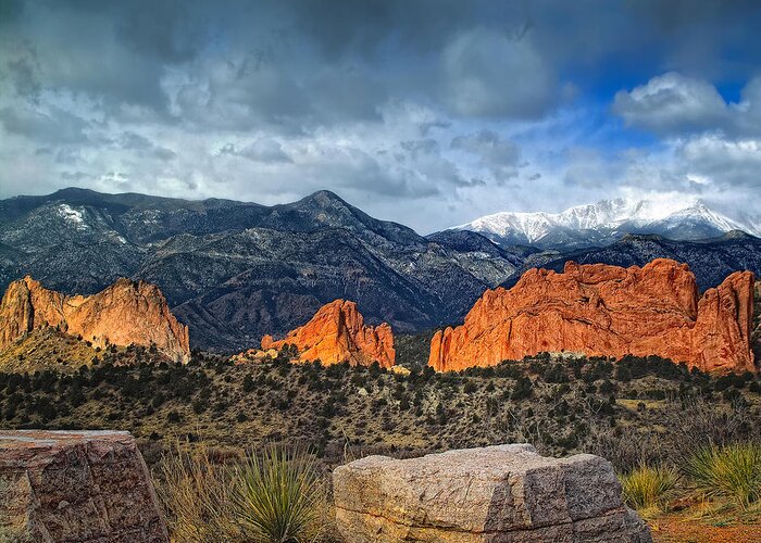 Pikes Peak Greeting Card featuring the photograph Treasures of Colorado Springs by Tim Reaves