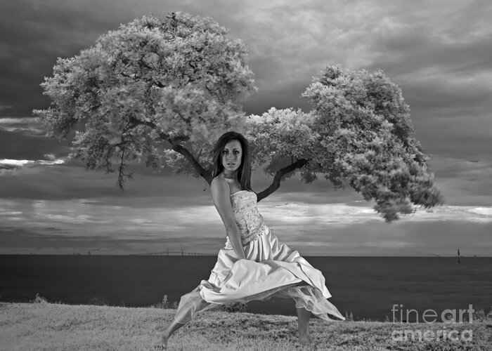 Girl Greeting Card featuring the photograph Tree Girl 1209040 by Rolf Bertram