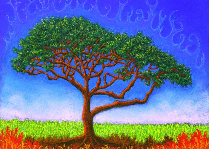 Tree Greeting Card featuring the pastel Tree Of Life 01 by Michael Heikkinen