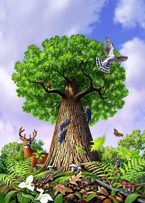 Tree Greeting Card featuring the painting Tree of Life by Jerry LoFaro