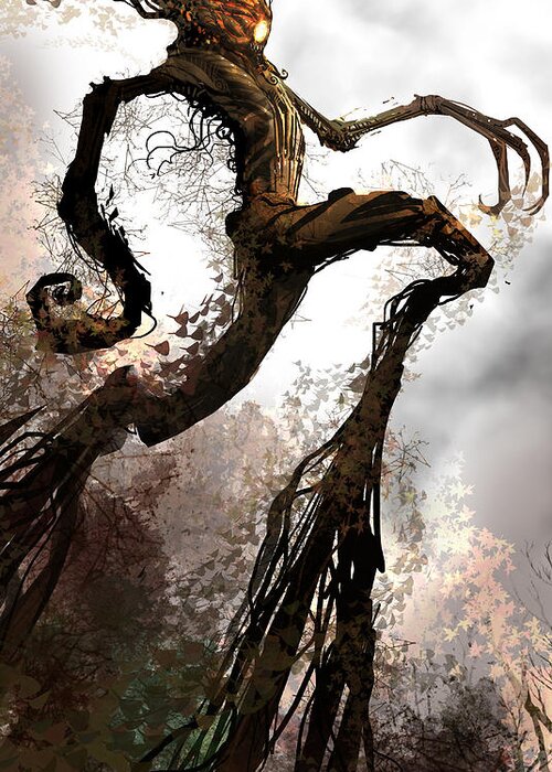 Concept Art Greeting Card featuring the digital art Treeman by Alex Ruiz
