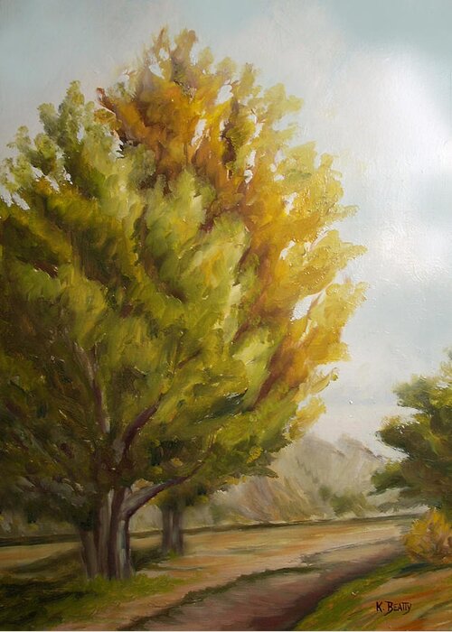 Landscape Greeting Card featuring the painting Trees in Boulder by Karla Beatty