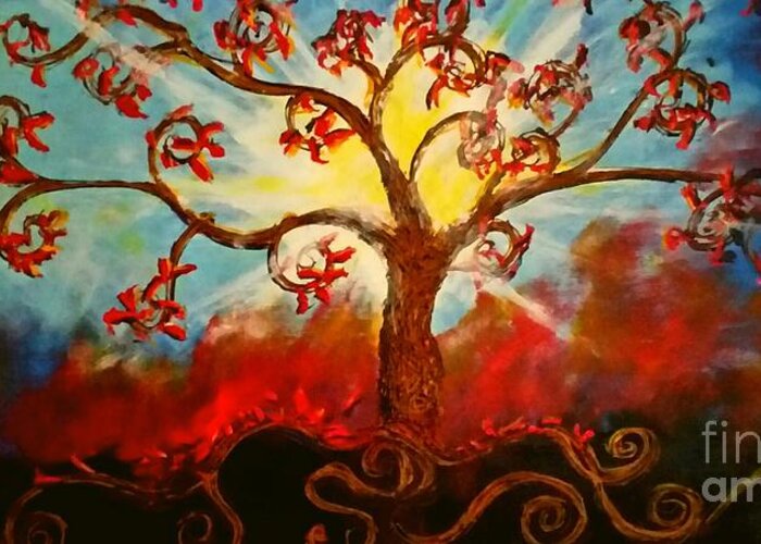 Tree Greeting Card featuring the painting Treevalation by Stefan Duncan